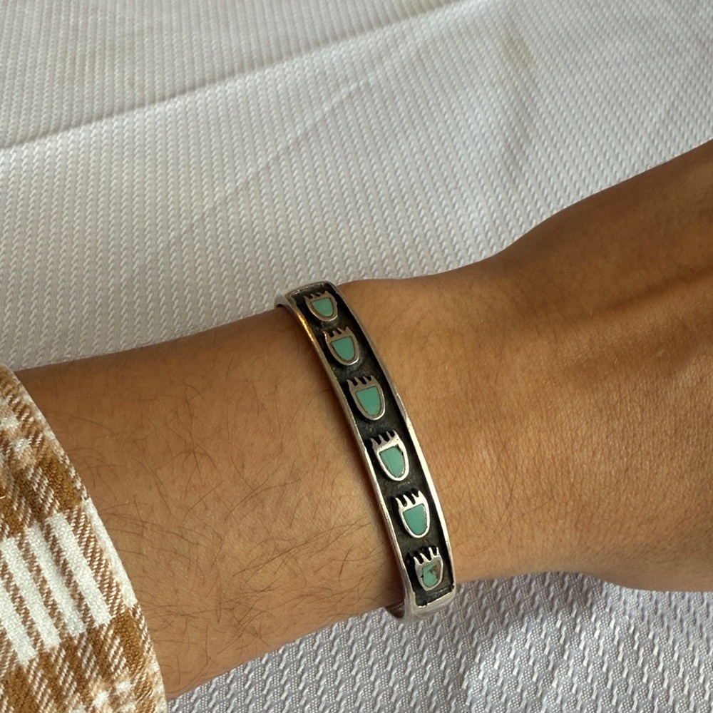 Sterling silver turquoise bear paw cuff bracelet